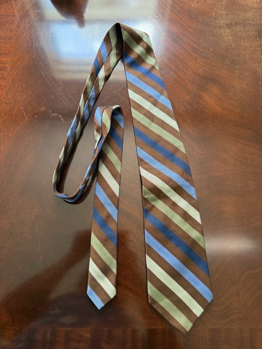 Brooks brother’s men’s tie striped silk cotton gold blue brow